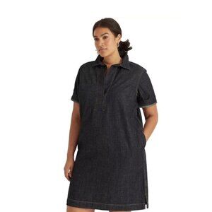 Ralph Lauren Dark Wash Denim Collared Jean Shift Dress Classic Size 2X Modest